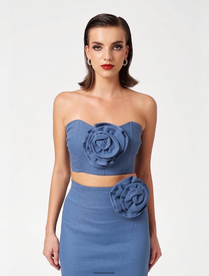 Nana's Canada Demin Midnight Crop Top V06HD2107