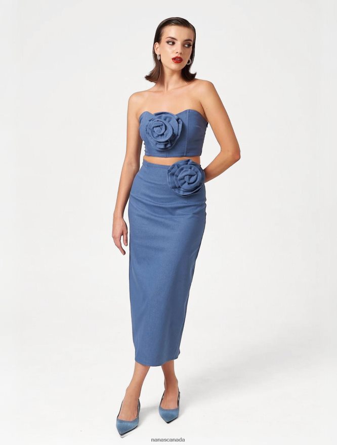 Nana's Canada Demin Midnight Crop Top V06HD2107