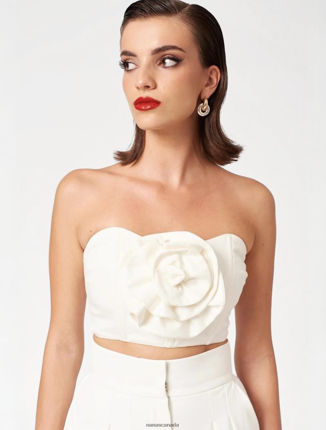 Nana's Canada Ecru Denim Midnight Crop Top V06HD2109