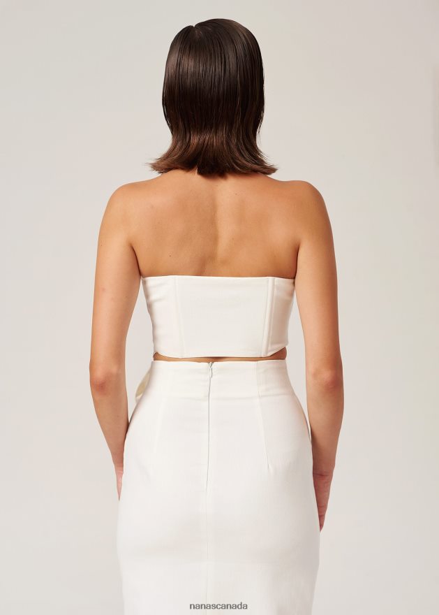 Nana's Canada Ecru Denim Midnight Crop Top V06HD2109