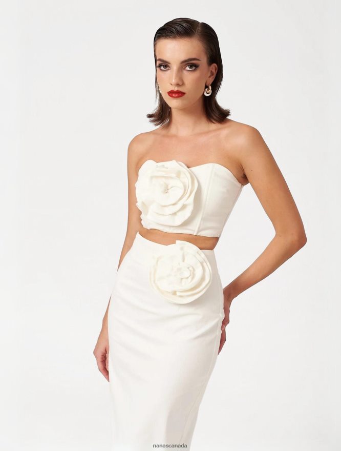 Nana's Canada Ecru Denim Midnight Crop Top V06HD2109