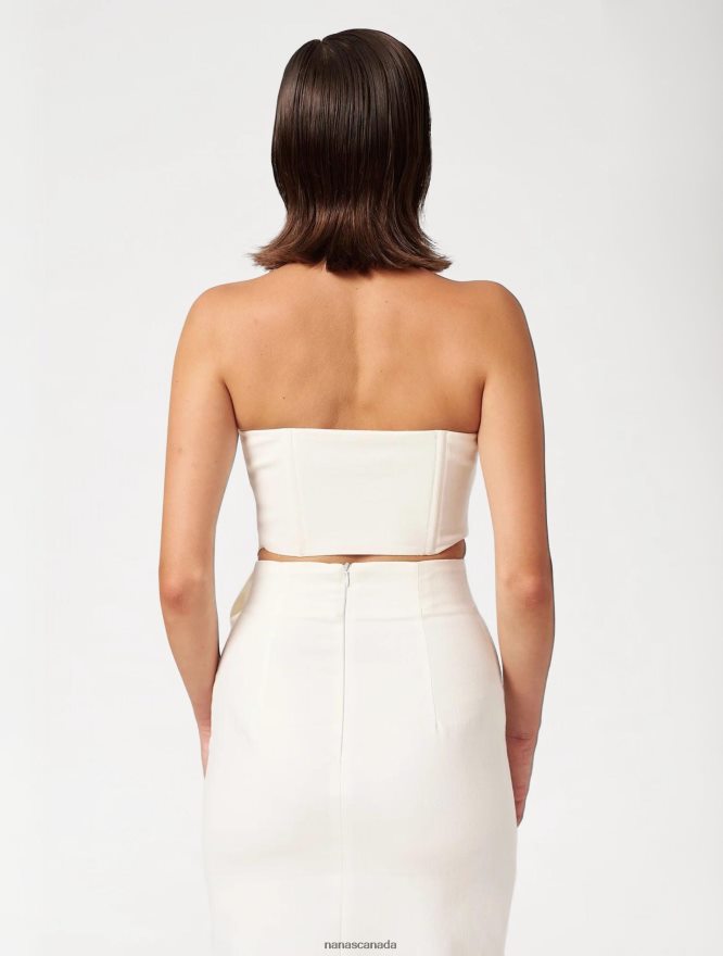 Nana's Canada Ecru Denim Midnight Crop Top V06HD2109