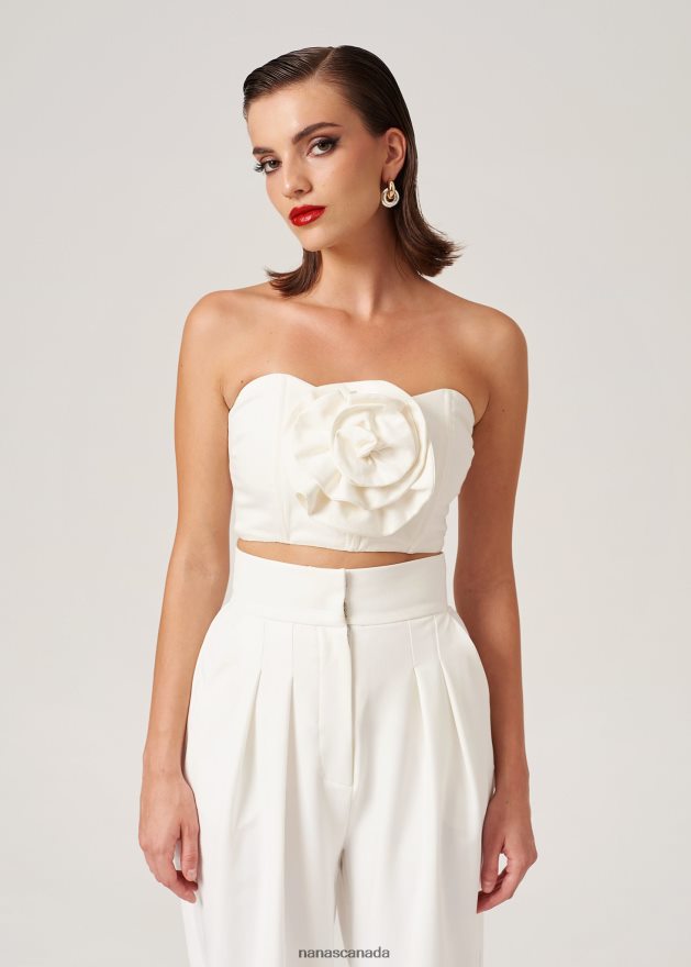 Nana's Canada Ecru Denim Midnight Crop Top V06HD2109