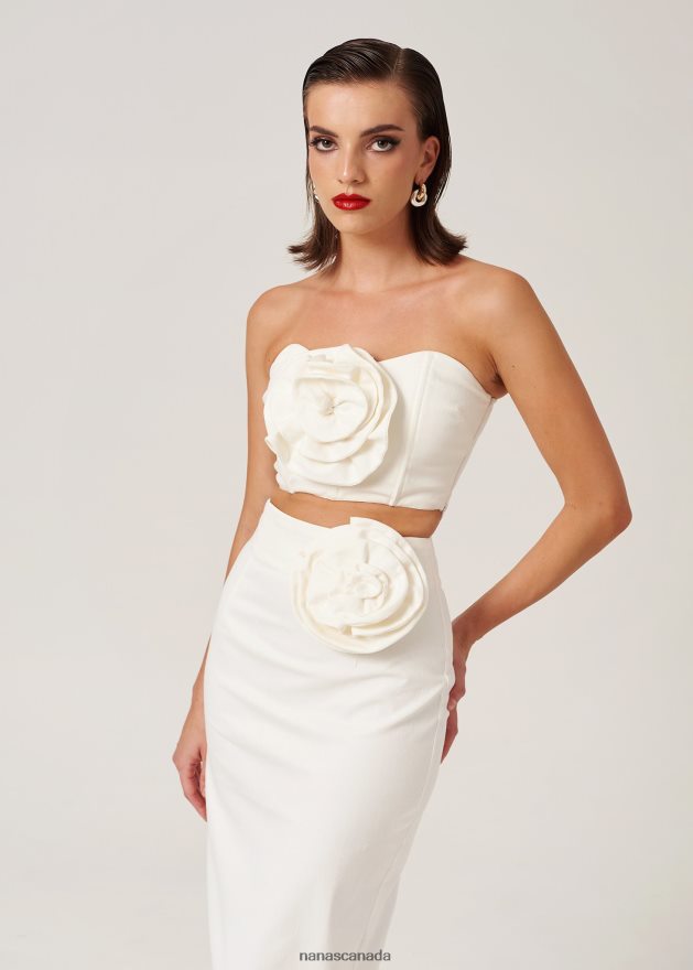 Nana's Canada Ecru Denim Midnight Crop Top V06HD2109