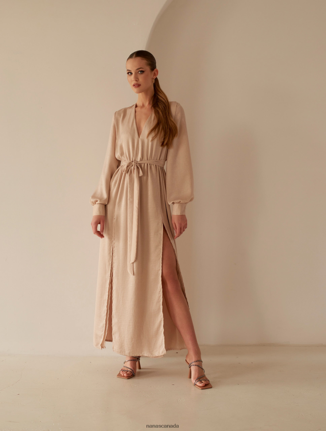 Nana's Canada Beige Aphrodite Maxi Dress V06HD262