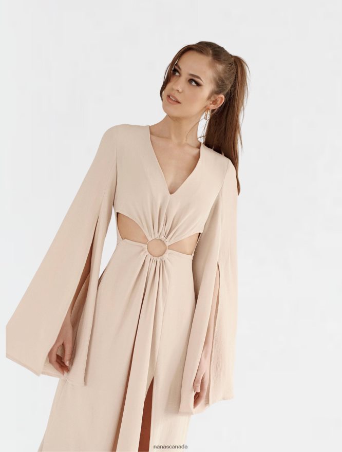 Nana's Canada Beige Athena Maxi Dress V06HD242