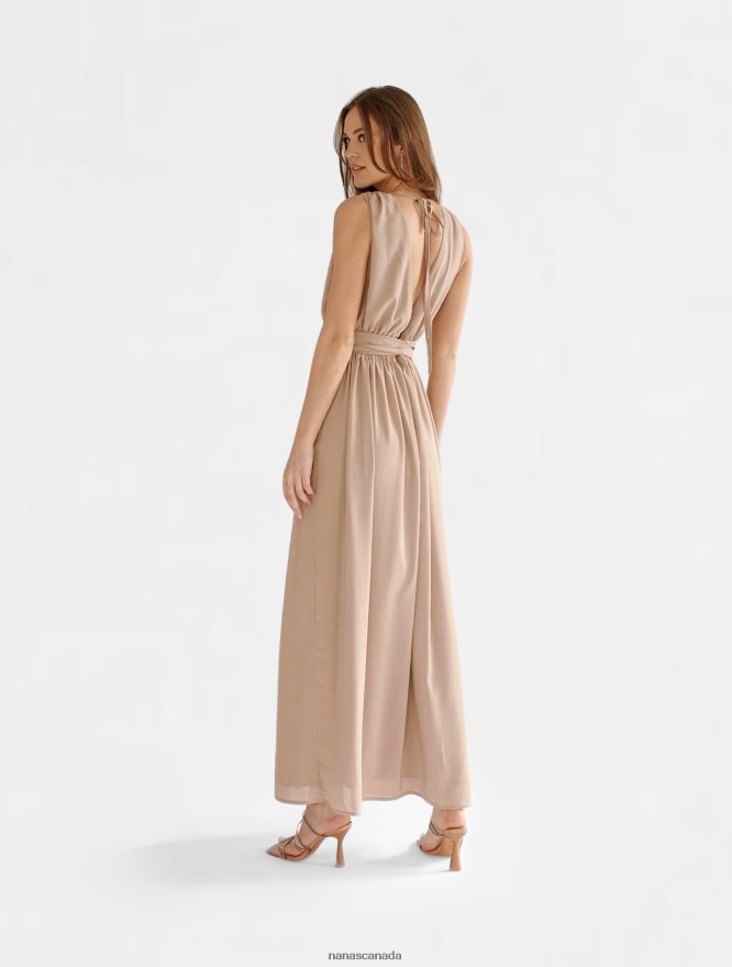 Nana's Canada Beige Ella Maxi Dress V06HD255