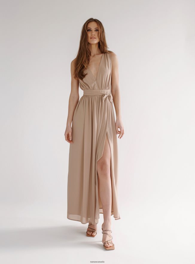 Nana's Canada Beige Ella Maxi Dress V06HD255