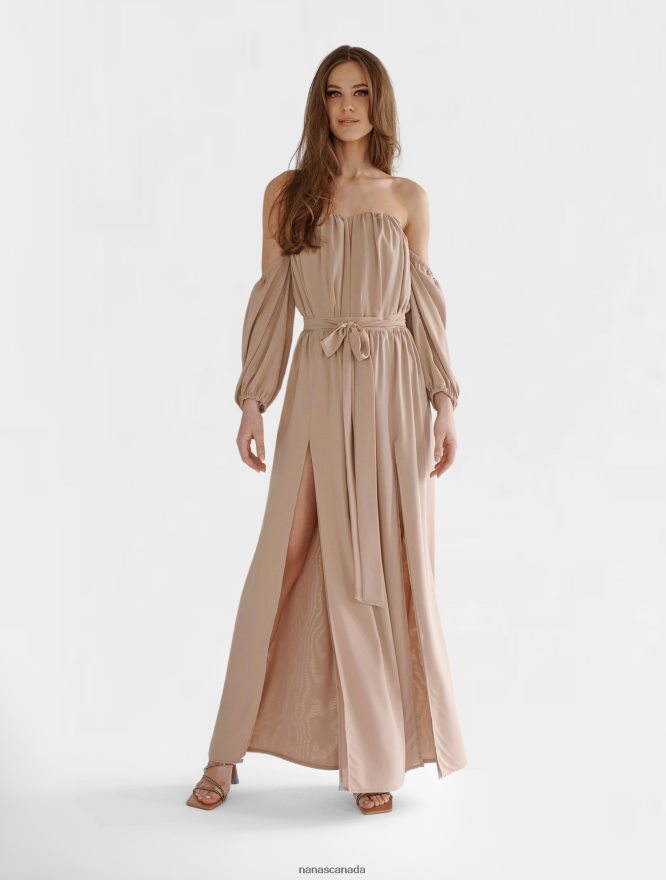 Nana's Canada Beige Xenia Maxi Dress V06HD258