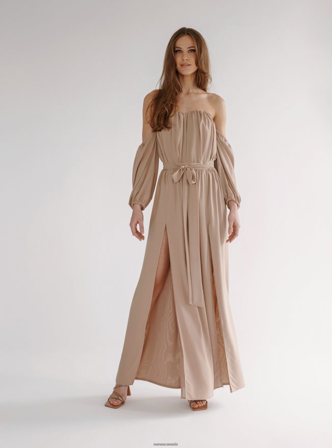 Nana's Canada Beige Xenia Maxi Dress V06HD258