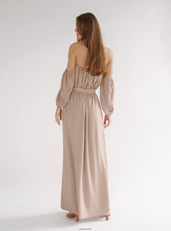 Nana's Canada Beige Xenia Maxi Dress V06HD258