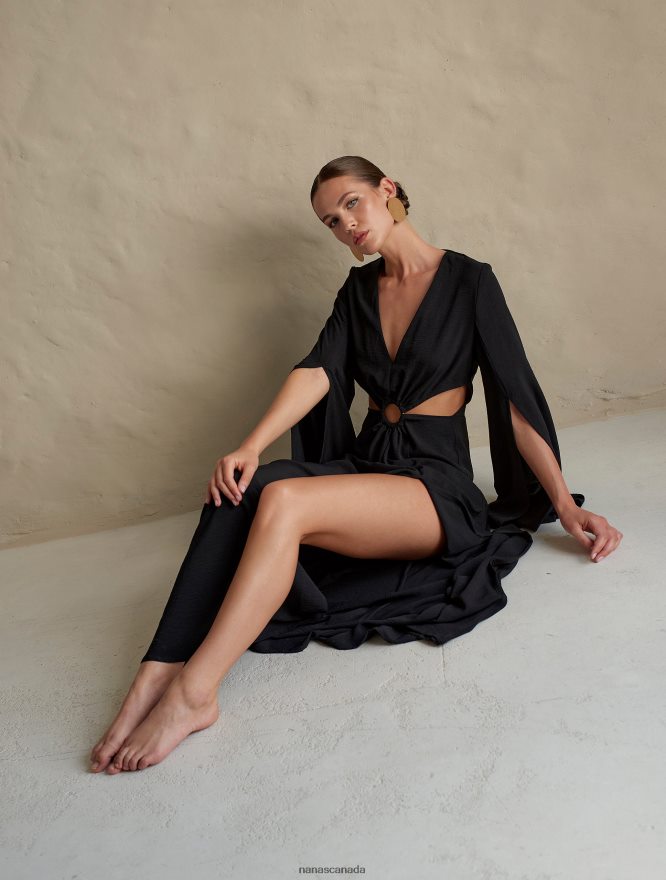 Nana's Canada Black Athena Maxi Dress V06HD244