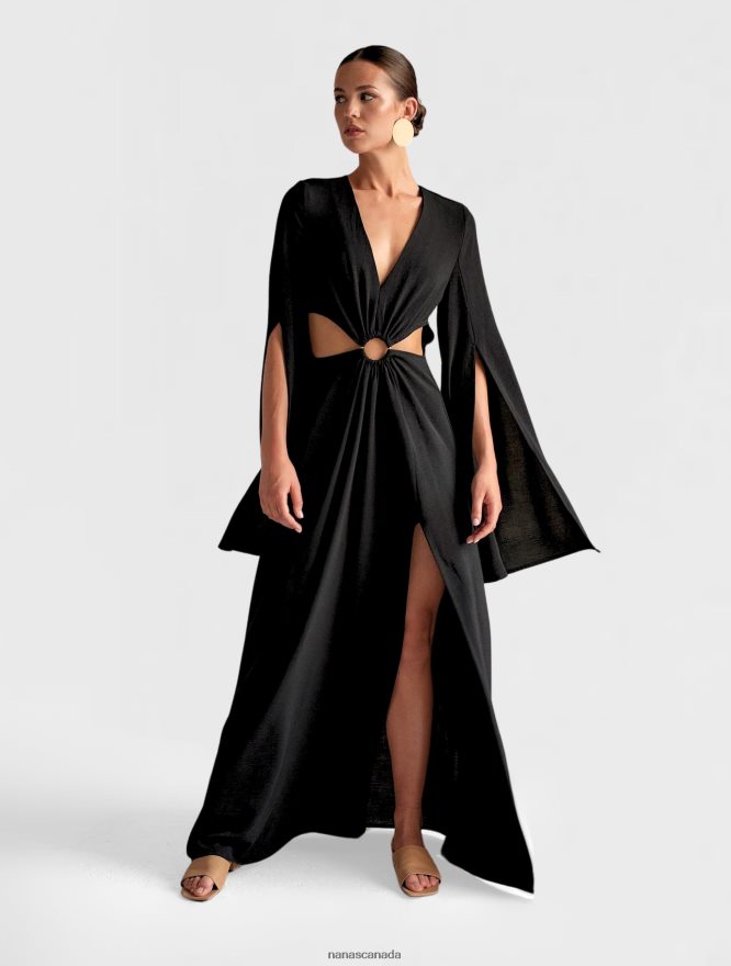Nana's Canada Black Athena Maxi Dress V06HD244