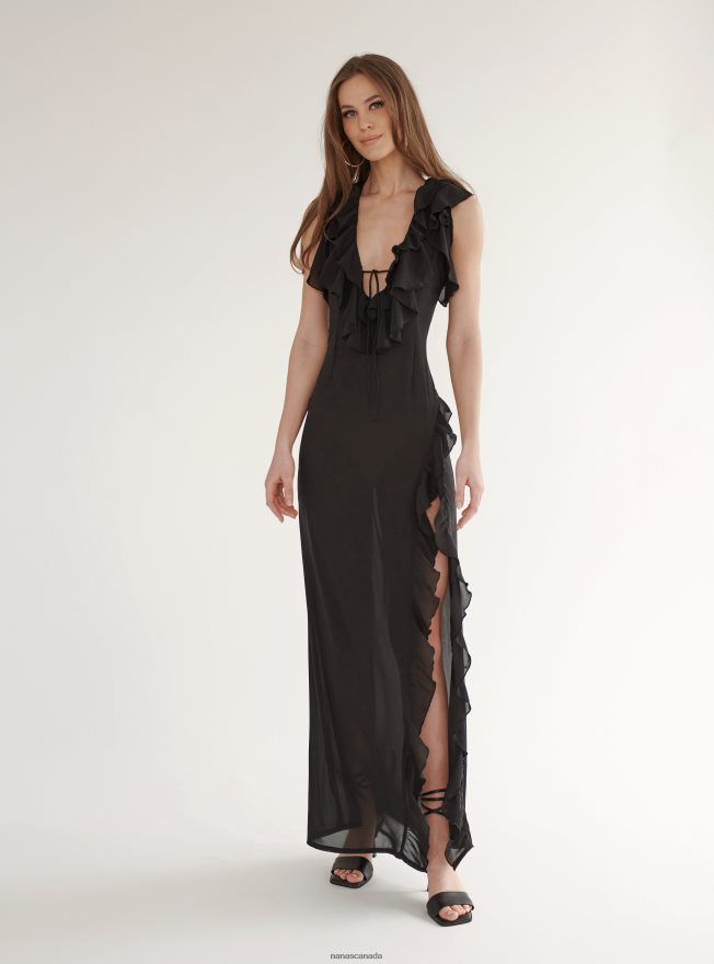 Nana's Canada Black Avani Maxi Dress V06HD245