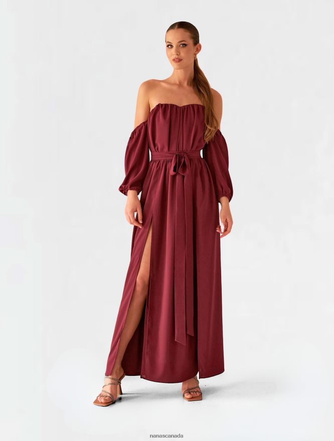 Nana's Canada Classic Burgundy Xenia Maxi Dress V06HD260