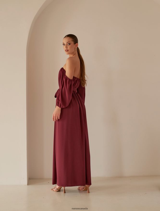 Nana's Canada Classic Burgundy Xenia Maxi Dress V06HD260