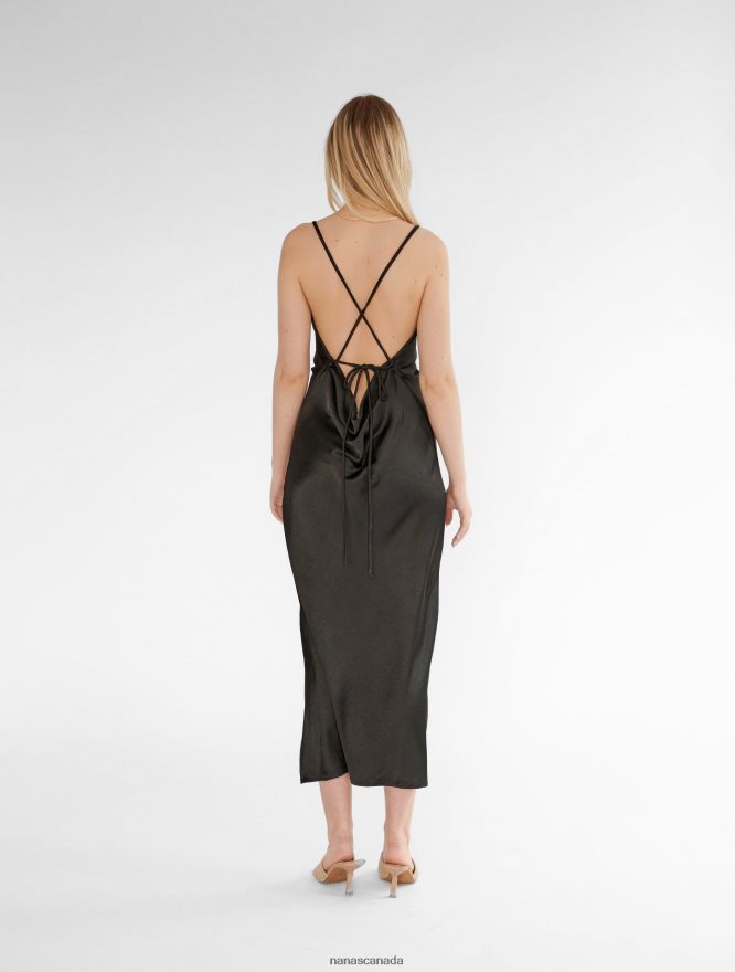 Nana's Canada Black Penelope Midi Dress V06HD286