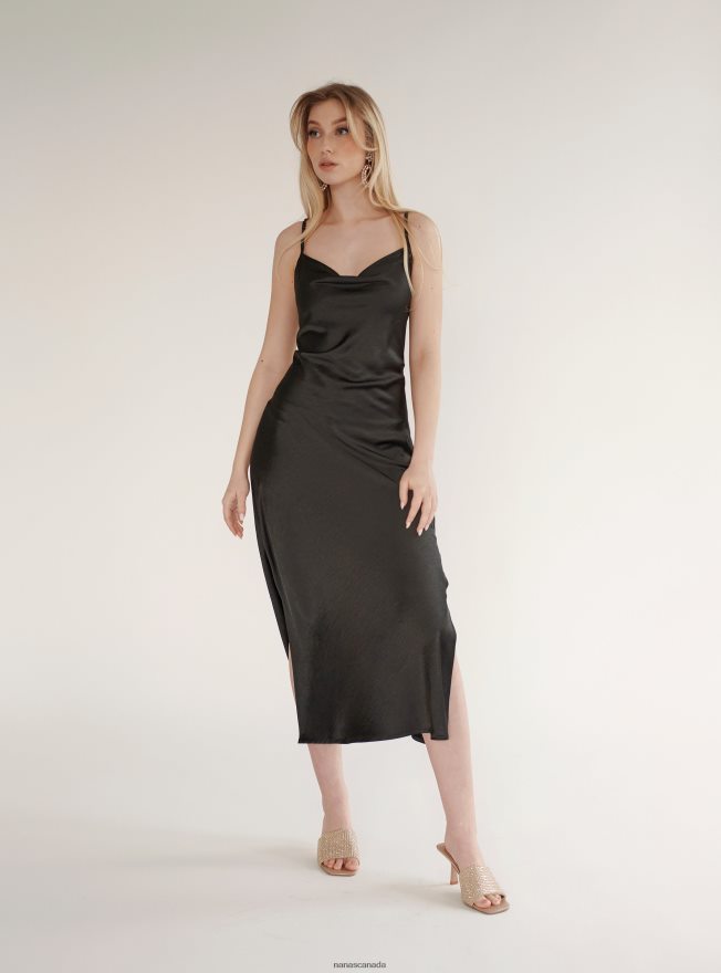 Nana's Canada Black Penelope Midi Dress V06HD286