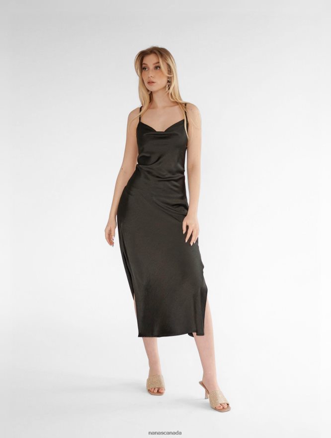 Nana's Canada Black Penelope Midi Dress V06HD286