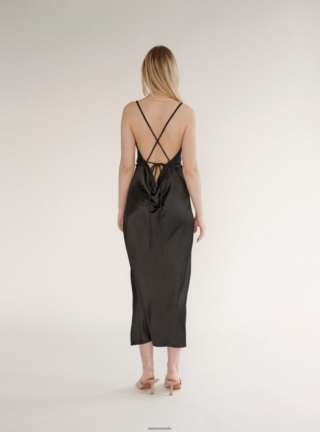 Nana's Canada Black Penelope Midi Dress V06HD286