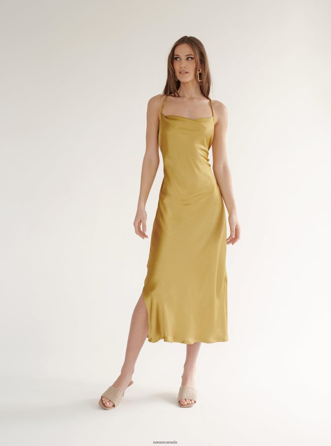 Nana's Canada Victorian Gold Penelope Midi Dress V06HD285
