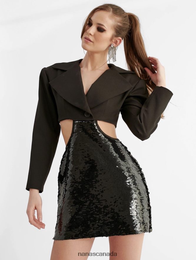 Nana's Canada Black Serena Sequin Blazerdress V06HD231