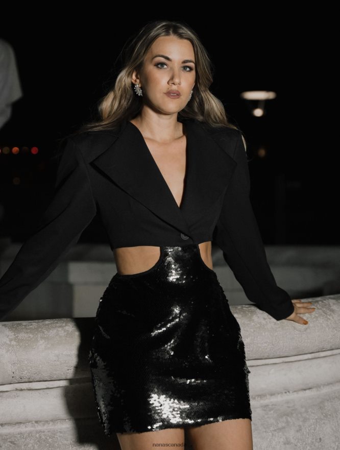 Nana's Canada Black Serena Sequin Blazerdress V06HD231