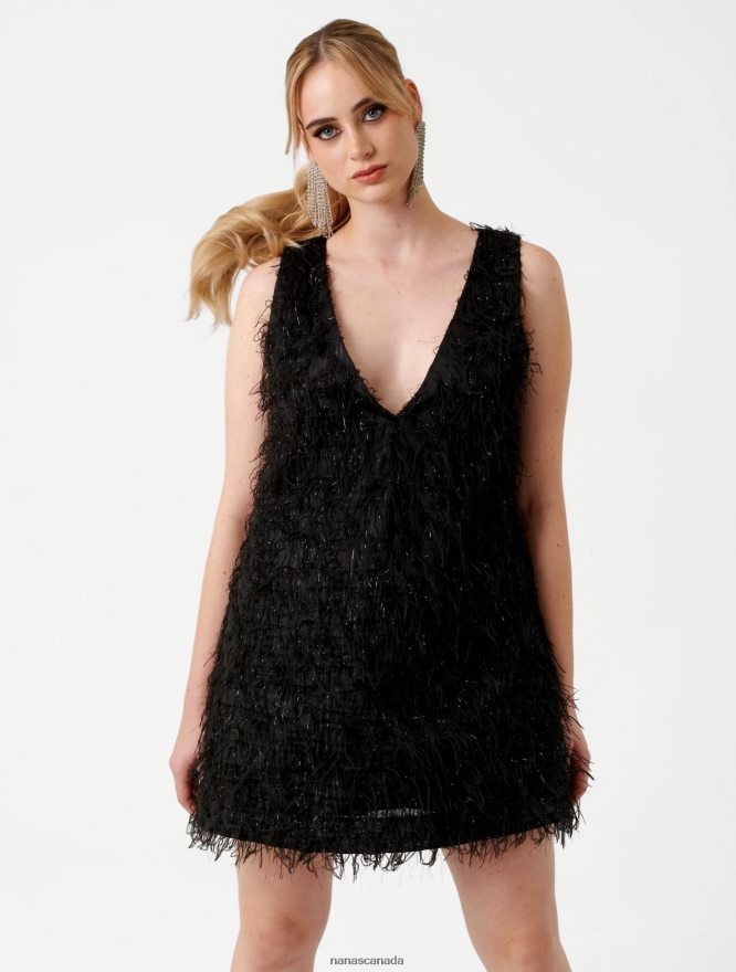 Nana's Canada Black Shine Mini Dress V06HD22