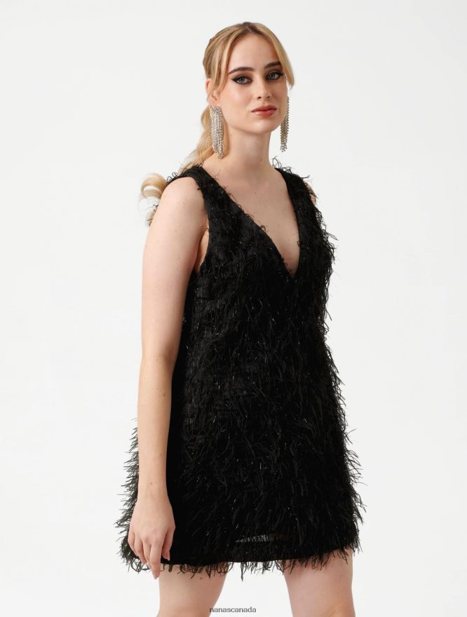 Nana's Canada Black Shine Mini Dress V06HD22