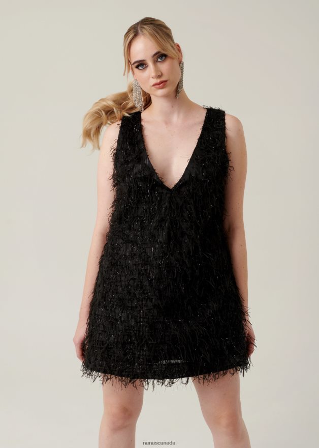 Nana's Canada Black Shine Mini Dress V06HD22