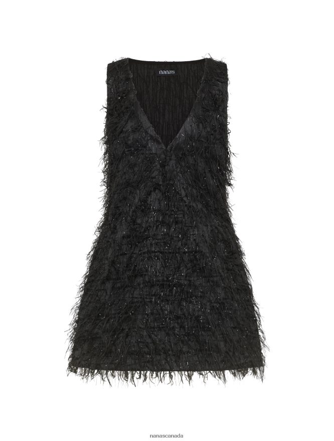 Nana's Canada Black Shine Mini Dress V06HD22