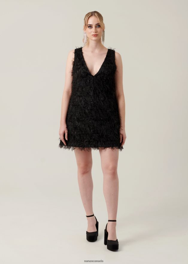 Nana's Canada Black Shine Mini Dress V06HD22