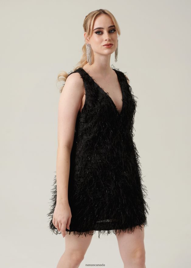 Nana's Canada Black Shine Mini Dress V06HD22