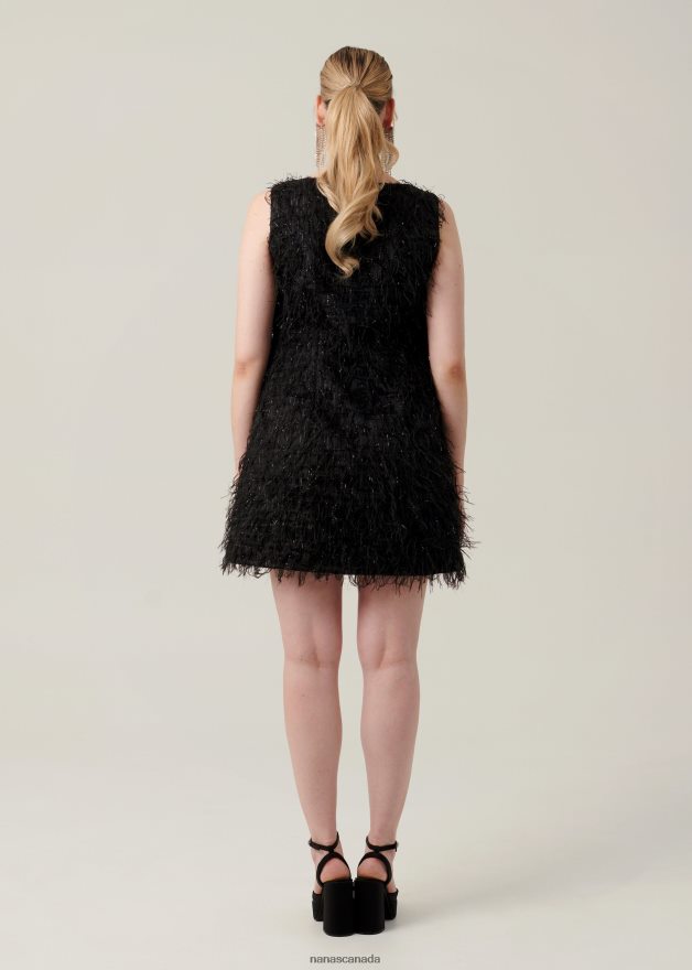 Nana's Canada Black Shine Mini Dress V06HD22