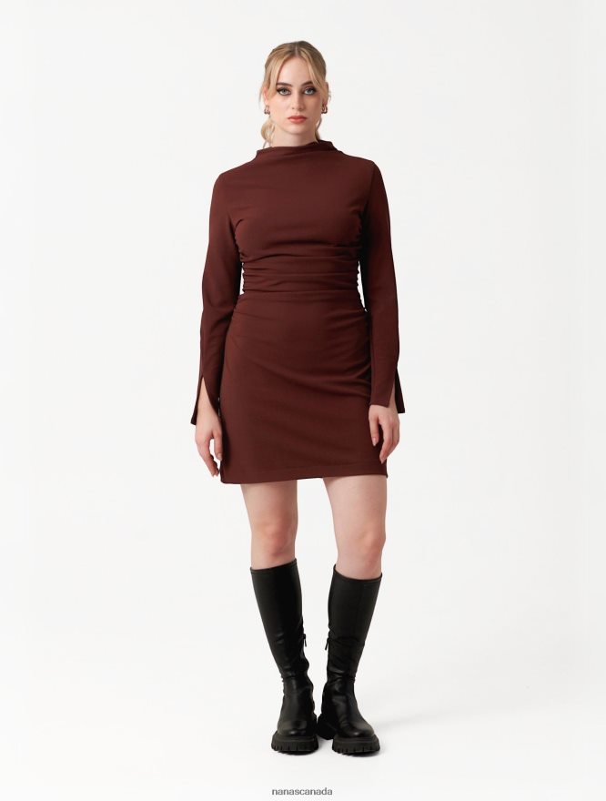 Nana's Canada Chocolate Brown Taylor Mini Dress V06HD216