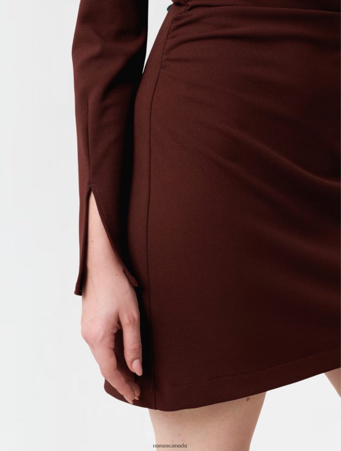Nana's Canada Chocolate Brown Taylor Mini Dress V06HD216