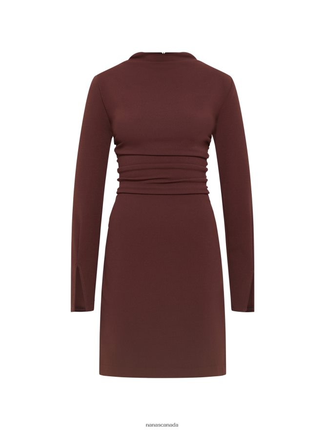Nana's Canada Chocolate Brown Taylor Mini Dress V06HD216
